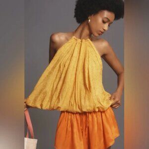 By Anthropologie Halter Parachute Bubble-Hem Tank XS